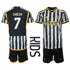 Juventus Federico Chiesa #7 Replica Home Stadium Kit for Kids 2023-24 Short Sleeve (+ pants)